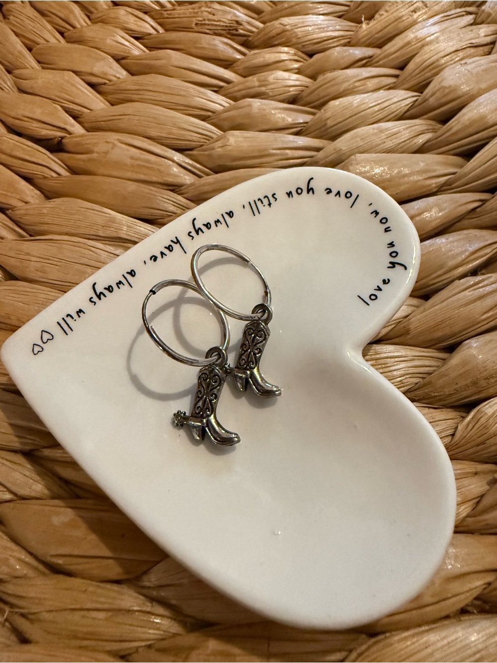 Sterling Silver Cowboy Boot Huggie hoops